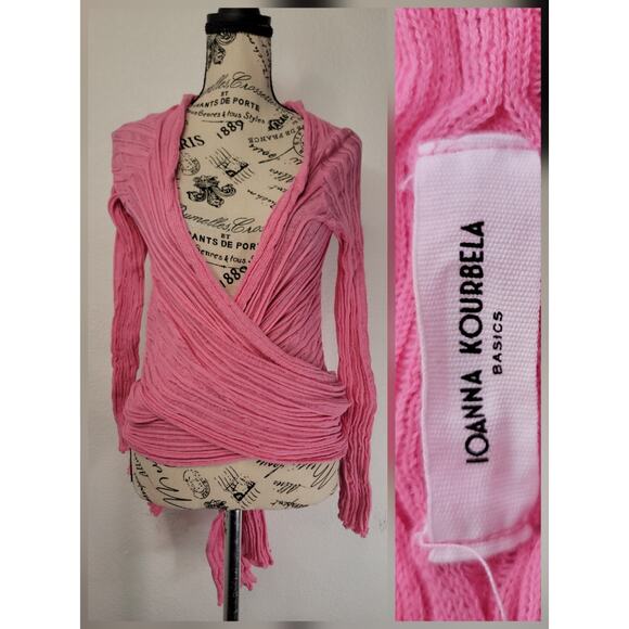 Ioanna Kourbela OS Archetypes Wrap Cardigan Lagenlook Pink Top Cotton Basics - Picture 1 of 9